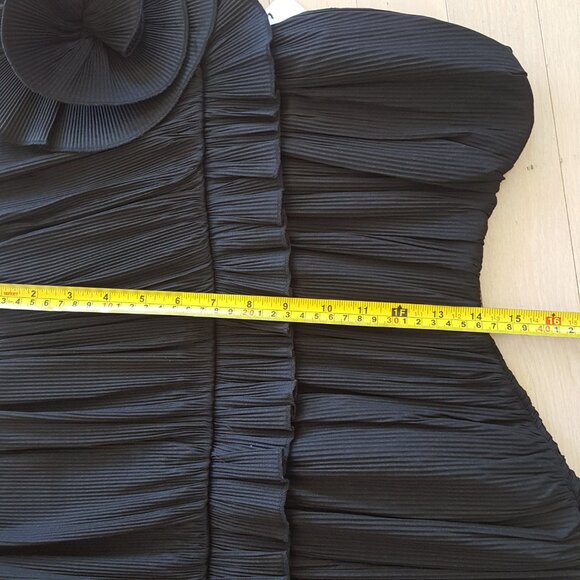 RONNY KOBO ! Daniel Strapless Gathered Ruffle Trim Rosette Mini Dress, M - Picture 11 of 13